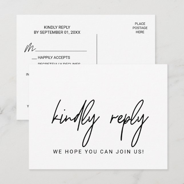 Cartão Postal De Convite Cartão-postal RSVP de Solicitação de Música e Esco (Frente/Verso)