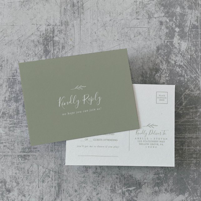 Cartão Postal De Convite Cartão-postal RSVP de Solicitação de Música Verde  (Criador carregado)
