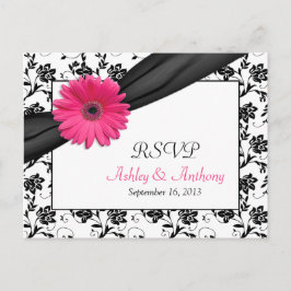 Cartão Postal De Convite Cartão-postal RSVP do Casamento tema damasco Gerbe