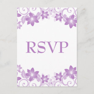 Cartão Postal De Convite Cartão-postal RSVP Floral Simples Roxo