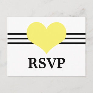 Cartão Postal De Convite Cartão-postal RSVP Mod Heart, Amarelo