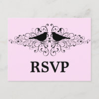Cartão-postal RSVP Pink Love Bird Swirls