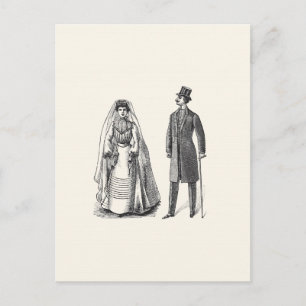 Cartão Postal De Convite Cartão-postal Vintage Bride e Grove Reply