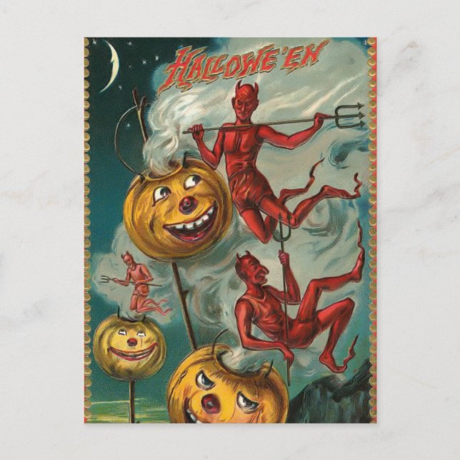 Cartão Postal De Convite Cartão-postal Vintage Halloween (Frente)