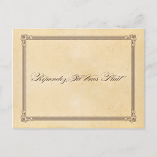 Cartão Postal De Convite Cartão-postal Vintage Orange & Brown Wedding RSVP