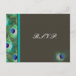 Cartão Postal De Convite cartão rsvp de Casal Azul Pavão