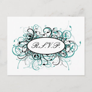 Cartão Postal De Convite cartão rsvp de casamento do modo aqua
