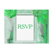 Cartão RSVP de Casamento em verde