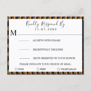 Cartão Postal De Convite Cartão RSVP de Casamento Pumpkins