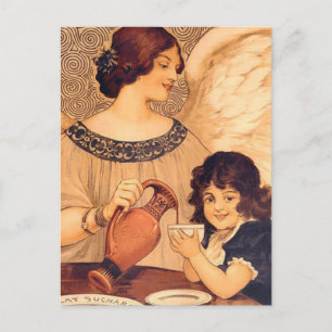 Cartão Postal De Convite Cartaz Antigo do Anjo do Chocolate Francês: Arte V