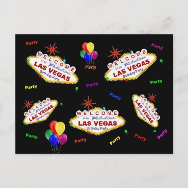 Cartão Postal De Convite Cartaz da Festa de aniversário de Las Vegas (Frente)