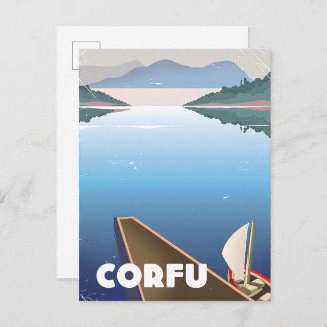 Cartão Postal De Convite Cartaz de viagem de Corfu (Frente/Verso)