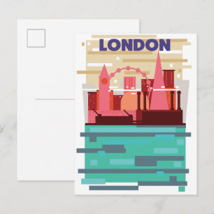 Cartão Postal De Convite Cartaz de viagem no horizonte de Londres.