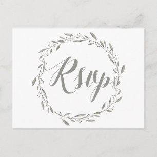 Cartão Postal De Convite Cartões-postais RSVP de Casamento Elegante Cinza F