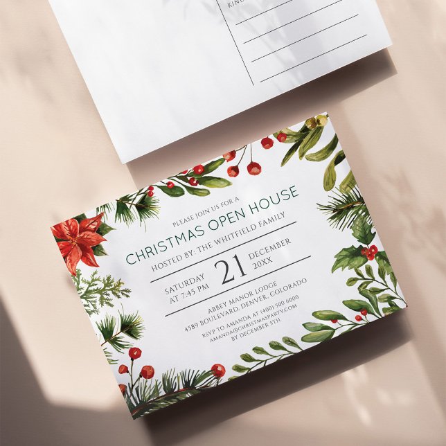 Cartão Postal De Convite Casa Aberta de Natal em Greenerescência (Criador carregado)