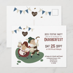 Cartão Postal De Convite casal bávaro engraçado convida para Oktoberfest