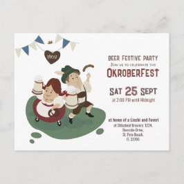 Cartão Postal De Convite casal bávaro engraçado convida para Oktoberfest