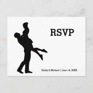 Cartão Postal De Convite Casal Silhouette Modern - Placa Postada RSVP