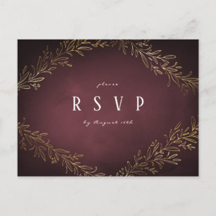 Cartão Postal De Convite Casamento botânico de ouro borrado RSVP