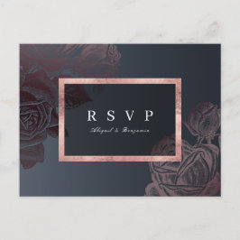 Cartão Postal De Convite Casamento botânico de rosa de luxo RSVP