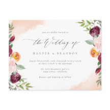 Casamento Botânico Floral de Blush Burgundy Elegan