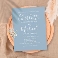 Casamento com Letra de Assinatura Azul Empoeirado
