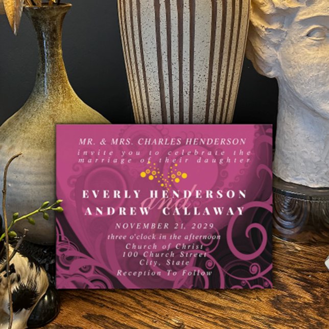 Cartão Postal De Convite Casamento Convite-Plum Cala Lily (Criador carregado)