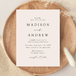 Cartão Postal De Convite Casamento Creme Elegante Moderno