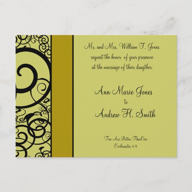 Cartão Postal De Convite Casamento Cristão de Azul Profundo do Mar (Frente)