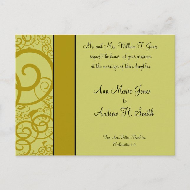 Cartão Postal De Convite Casamento Cristão de Azul Profundo do Mar (Frente)