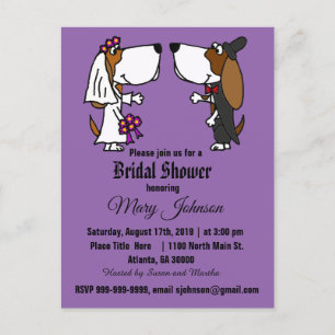 Cartão Postal De Convite Casamento de Cachorro Engraçado do Basset