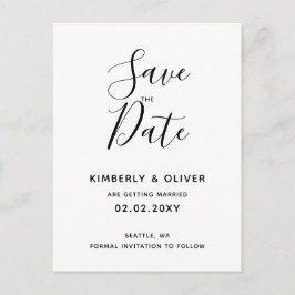 Cartão Postal De Convite Casamento de Caligrafia Simples Minimalista Preto 