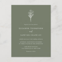 Casamento de Código QR do Buquê Minimalista Verde