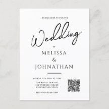 Casamento de Código QR Elegante de Script Minimali
