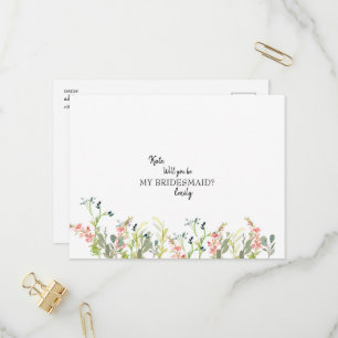 Cartão Postal De Convite Casamento De Flor Selvagem Você Será Meu Invit D