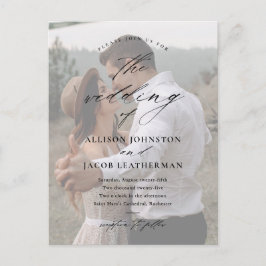 Cartão Postal De Convite Casamento de Foto com Letra Elegante