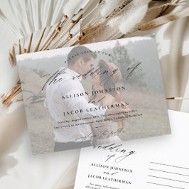 Cartão Postal De Convite Casamento de Foto com Letra Elegante