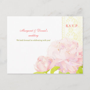 Cartão Postal De Convite Casamento de Horden Peony Summer RSVP