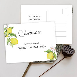Cartão Postal De Convite Casamento de limão de Verão Salvar a Data