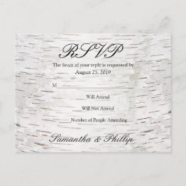 Cartão Postal De Convite Casamento de Madeira Rústica com Casca de Bétula d