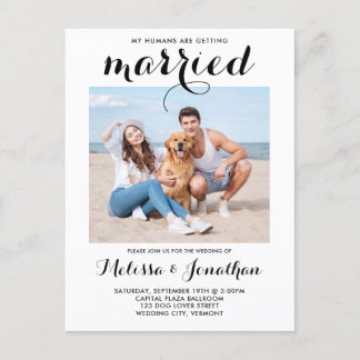 Cartão Postal De Convite Casamento de Pet Personalizado de Foto Moderno