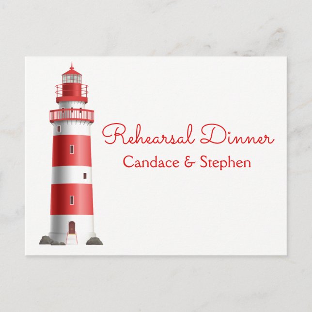 Cartão Postal De Convite Casamento de Praia do Farol de Janto de Ensaio Náu (Frente)