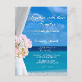 Cartão Postal De Convite Casamento de Verão de Praia do Oceano Floral Moder