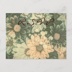 Cartão Postal De Convite casamento de verão hippie boêmio retro de margarid