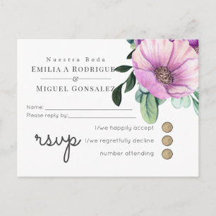 Cartão Postal De Convite Casamento Espanhol da RSVP Nuestra Boda