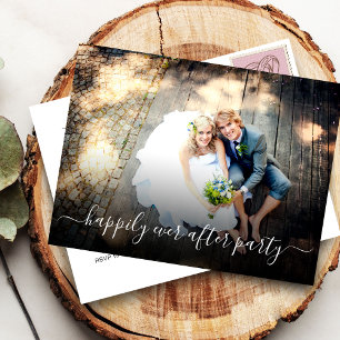 Cartão Postal De Convite Casamento Feliz para Sempre Recepção de Casamento