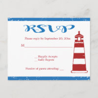 Casamento / Festa RSVP Farol Vermelho Náutico Azul
