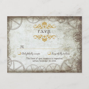 Cartão Postal De Convite Casamento Industrial Vintage Steampunk