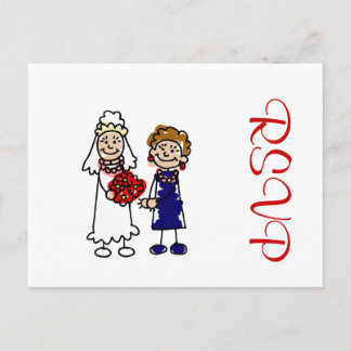 Cartão Postal De Convite Casamento Lésbico Uma Noiva