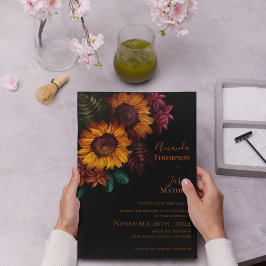 Cartão Postal De Convite Casamento Moderno Floral Laranja Vibrante Preto Qu